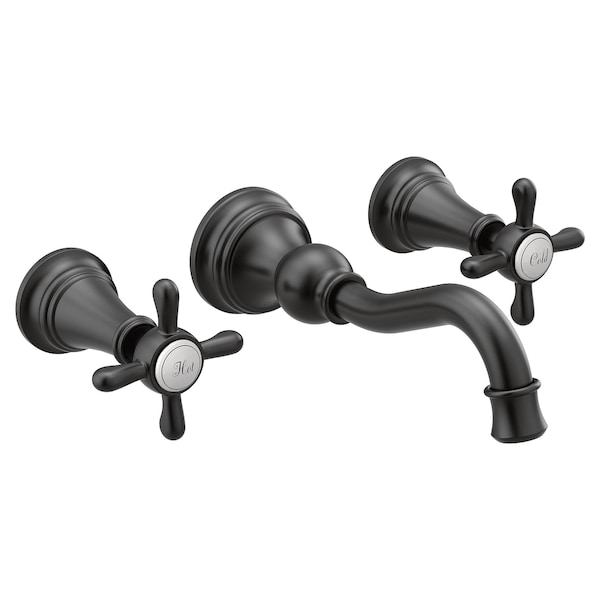Two-Handle Wall Mount Bathroom Faucet Matte Black